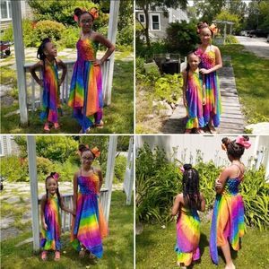 Girls Rainbow Handkerchief Elastic Dress
